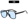 Occhiali da sole aviator retrò a doppio ponte con montatura nera e lenti azzurre C8 - Nero Lucido Lenti Blu