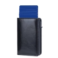 Portafoglio RFID nero in pelle PU con porta carte automatico in alluminio - Nero