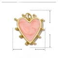 Detailed size chart of a 20mm heart dice pendant made of copper and enamel - Light Pink Enamel Heart