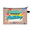 Minimalist Happy Birthday large coin purse in beige with festive party graphics - Birthday Hat Balloon Beige Style (25)