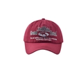 Detailed white dolphin embroidery on a vintage wine red cotton baseball cap brim - Adult One Size(56-58cm) / Burgundy