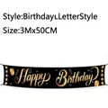 Schwarz-goldenes Happy Birthday Banner in 3Mx50CM für festliche Party-Dekorationen - Alles Gute zum Geburtstag Stil (A-S37)
