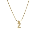 18k gold plated necklace featuring a zircon-encrusted letter Z pendant on a snake chain - Letter Z