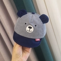 Berretto neonato a righe blu navy con orecchie da orso e etichetta TANTUYU - Blu navy