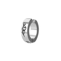 Silver stainless steel ear cuff with black tribal totem design on white background - Single Flame / Steel