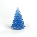 Mini translucent blue resin Christmas tree ornament for tabletop decor on white background - 05 Aquamarine