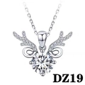 Detail of deer antler pendant with 2ct round brilliant zircon in silver plating - Style DZ19 [2 Carat, No Chain]