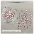 5A Pink Mixed Shape Nail Zircon Crystals, 50pcs Flatback Gems in Storage Box - Pink Mixed Flatback Zircon