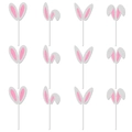 Set of 12 silver glitter bunny ear cake toppers for Easter and party decorations - 12Pcs Small Cake Toppers