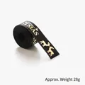 Ruban de Noël noir de 1,6 cm avec motifs de rennes et texte de Noël dorés - 1.6 Noir Irisé Dorure Renne Lettres (6 Yards)