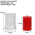 Stampo cilindrico in acrilico per candele fai-da-te 8,6x6,4cm per cera e sapone fatto a mano - Cilindro 5x7.5cm