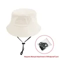 Sombrero de pescador de algodón blanco minimalista con barbijo ajustable y extraíble - Caqui Claro