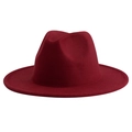 Classic burgundy wool felt jazz fedora hat with wide brim and teardrop crown - M (56-58cm) / Burgundy