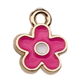 Pink and gold flower charm pendant in enamel finish for DIY jewelry making - Small Daisy