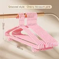 Pink non-slip plastic hanger set in Sakura Pink with shoulder notches, 38cm wide - 38cm Hook Style / Sakura Fall Pink
