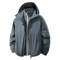 Dunkelgraue 3-in-1 Herren-Funktionsjacke mit warmer Fleece-Innenjacke und Kapuze - M / Premium Grau
