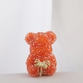 Sparkling orange faceted bead teddy bear charm with a golden metal bow accessory - Gold Bow Orange