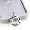 Macro detail of mustard seed pendant necklace with all things are possible engraving - All THINGS are POSSIBLE