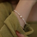 Elegant natural freshwater pearl bracelet with baroque style bead and gold accents - 5# Simple Freshwater Pearl Bracelet