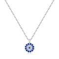 Funkelnde S925 Sterlingsilber Halskette mit Evil Eye Anhänger und blau-weißen Zirkonia - Silber