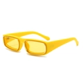 Retro small rectangle sunglasses in bright yellow with stylish double metal frame inlay - Yellow Frame Yellow Lens