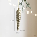 Champagne gold pine cone pendant for Christmas tree decor, size 12.5cm with gold string - Champagne Resin Long Pinecone