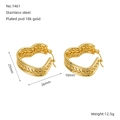 Goldene herzförmige Ohrringe mit Weizenmuster aus 18k PVD-vergoldetem Edelstahl - Herz Geflochtener Stil (ZE1461G)