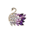 Sparkling swan brooch with lilac crystals and gold finish for women's fashion - Purple & White Crystal Swan (289)