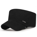 Casquette cadet en coton noir classique avec badge métallique SPORT sur le côté - Réglable / Noir