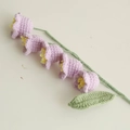 Handmade crochet bellflower branch with five purple knitted blossoms and green leaf - Lily of the Valley (5-Head Single) / Purple