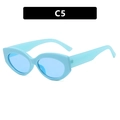 Retro light blue cat eye sunglasses with translucent frames and C5 blue tinted lenses - Blue Frame / Blue Lens