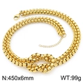 Golden chunky knot chain necklace in stainless steel, 450x6mm box style design - 6mm Gold Necklace (KN295317-Z)