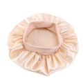 Detailed top view of a champagne satin sleep cap with wide elastic band and soft texture - One Size / Khaki