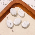Oval white marble stone beads for DIY earring and jewelry making with natural grey texture - White Grey Silk Texture Oval Style (24号)