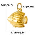 Gold stainless steel tropical fish pendant charm with detailed embossed stripes - Fish / Gold