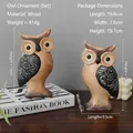Set van twee minimalistische houten uilen met zwart gesneden vleugels en bloemen - Uilenset (2 stuks)