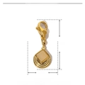 Detail showing dimensions 22mm by 8mm for gold stainless steel and natural stone pendant - Gold Square Pale Yellow Natural Stone