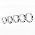 Size chart of silver hoop earrings with black stones ranging from 5mm to 9mm diameter - 925 Silver / 6mm / Platinum Black Zirconia