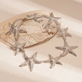 Detail of silver starfish necklace links and adjustable chain in a sea shell display - Silver