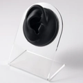 Black silicone ear model on transparent acrylic stand for piercing jewelry display - Black-Right Ear