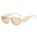 Chic cream rectangle sunglasses with vintage orange lenses for women in modern style - C02 Beige Coffee