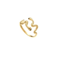 Adjustable golden snake-shaped stainless steel ring with scale texture and black eyes - R304101-Gold Black