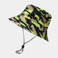 Détail du chapeau de soleil camouflage néon avec large bord et mentonnière grise réglable - M(56-58cm) / Camouflage Visuel Jaune Néon (5#)