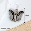 Micro-pave black and white zircon butterfly pendant with a polished silver-tone finish - SMP54302-Silver Black White Butterfly Pendant