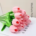 Artificial tulip bouquet in medium pink color with 10 stems for home decoration - Pink