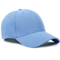 Detailed side view of a light blue six-panel cotton twill baseball cap on white background - Sky Blue