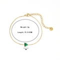 Gold stainless steel bracelet featuring a green triangle gemstone pendant with 2g weight - Gold-Green Zirconia