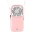 Pink portable foldable neck fan with power bank function and LED battery indicators - Basic Pink