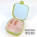 Portagioie portatile verde matcha con specchio integrato e scomparti interni rosa - Con specchio / Verde