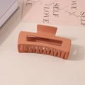 Matte terracotta rectangular hollow hair claw clip made of frosted durable plastic - #20 Matte Brick Red - 10.5cm / Bulk (No Packaging)